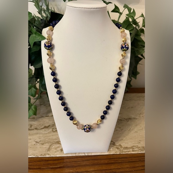 Cloisonné and Stone Necklace - Picture 3 of 9